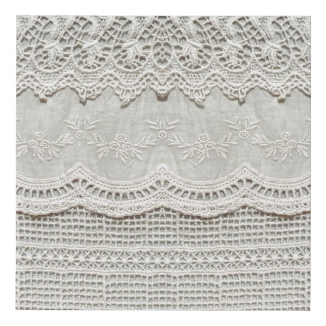 Beautiful, subtle, white laced textile close up.  faux canvas print (Front)