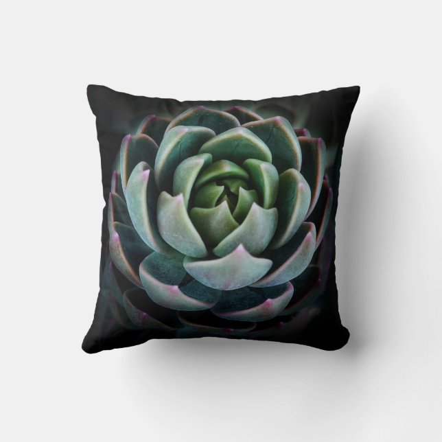 Beautiful Succulent Flower Photo Throw Pillow (Back)