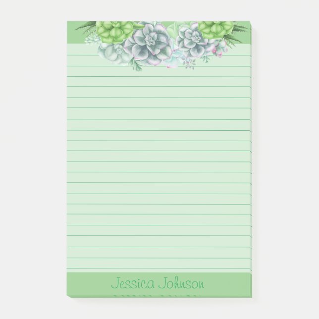 Beautiful Succulents Lovers Personalized Lined Pos Post-it Notes (Front)