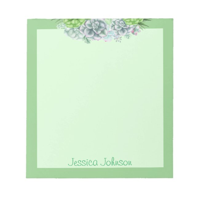 Beautiful Succulents Plants Lovers Personalized No Notepad (Front)