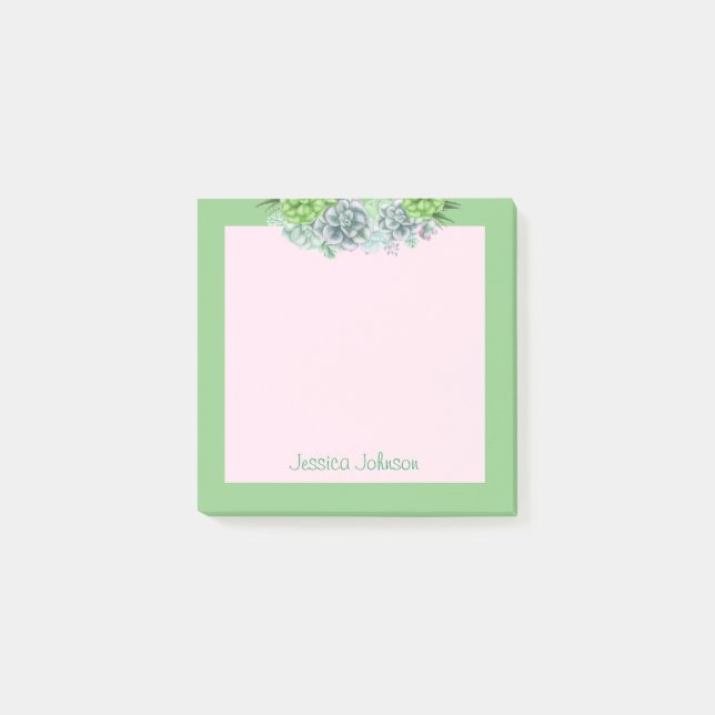 Beautiful Succulents Plants Lovers Personalized Post-it Notes (Front)