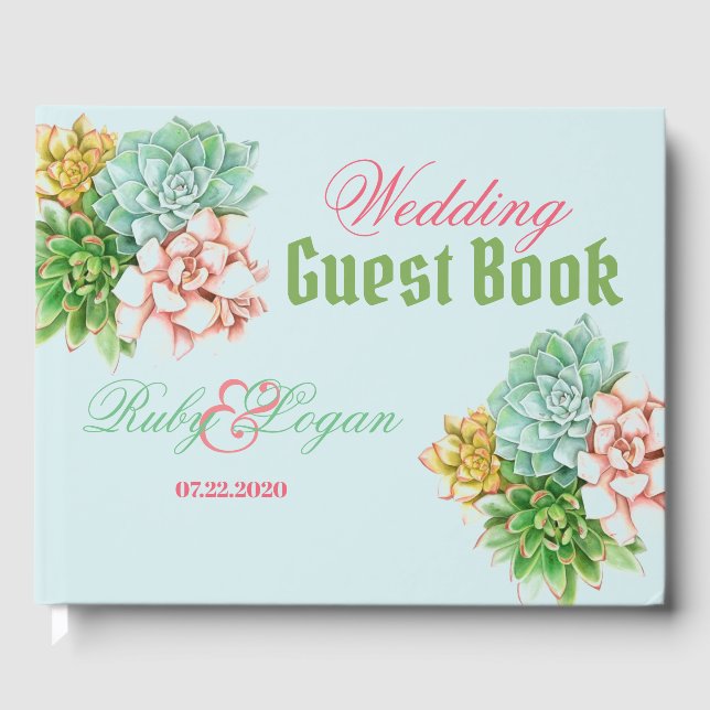 Beautiful Succulents Wedding Guest Book (Front)