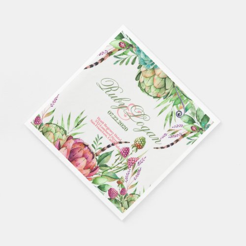 Beautiful Succulents Wedding Paper Napkins