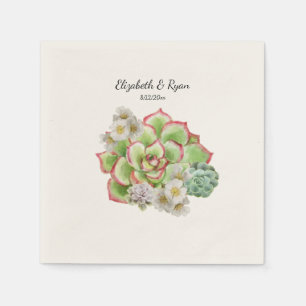 Beautiful Succulents White Flowers Wedding, Napkins