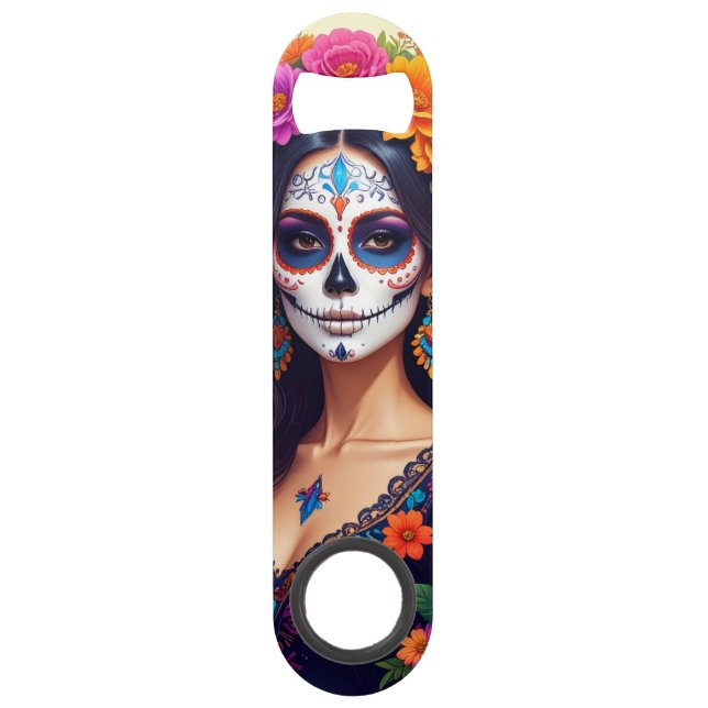 Beautiful Sugar Skull Bottle Opener (Front)