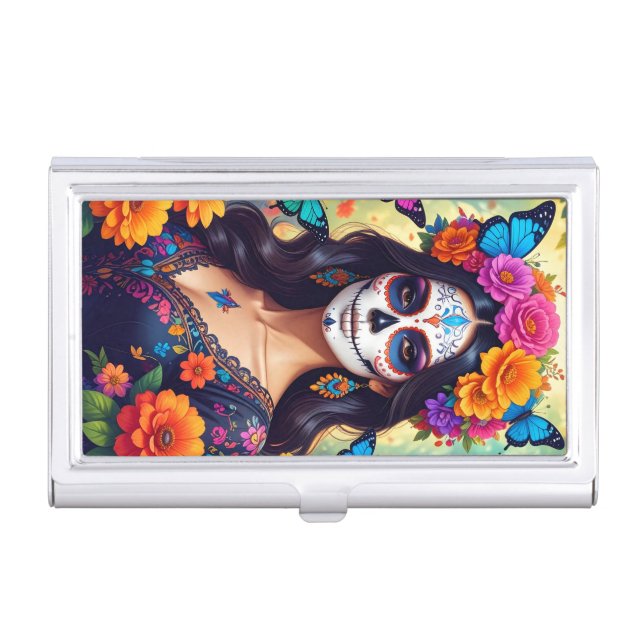 Beautiful Sugar Skull Business Card Holder (Front)