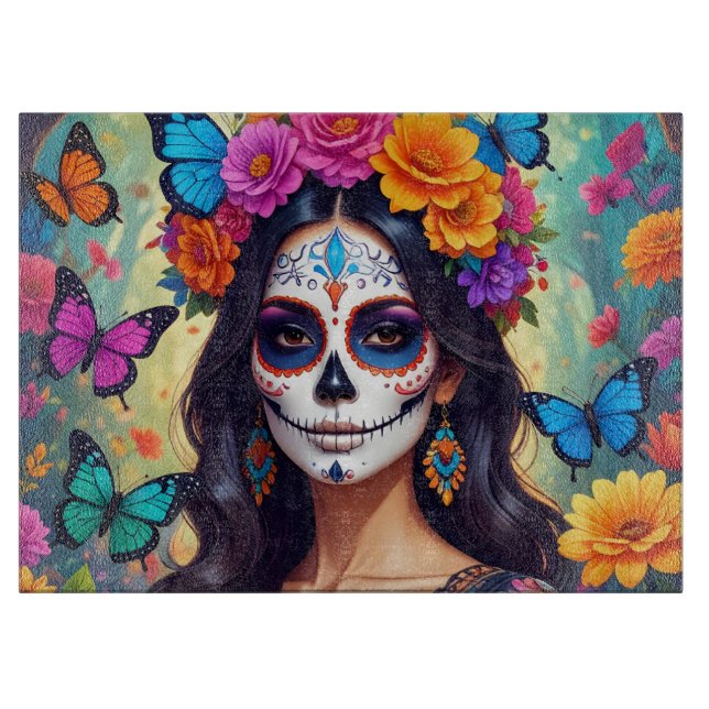 Beautiful Sugar Skull Cutting Board (Front)