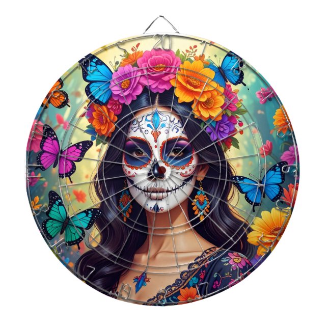 Beautiful Sugar Skull Dartboard (Front)