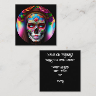 Beautiful Sugar Skull Square Business Card