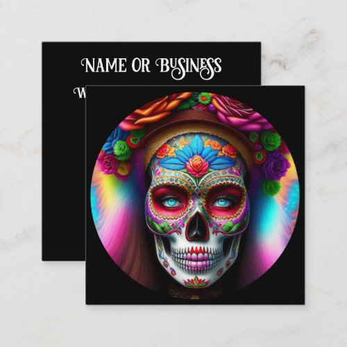 Beautiful Sugar Skull Square Business Card