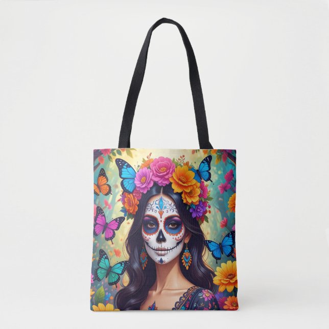 Beautiful Sugar Skull Tote (Front)