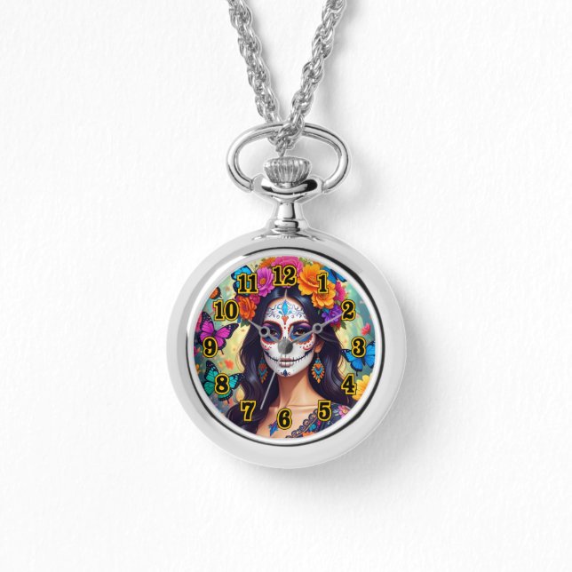 Beautiful Sugar Skull Watch (Front)