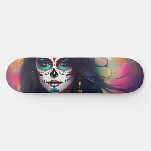 Beautiful Sugar Skull Woman Skate Deck 