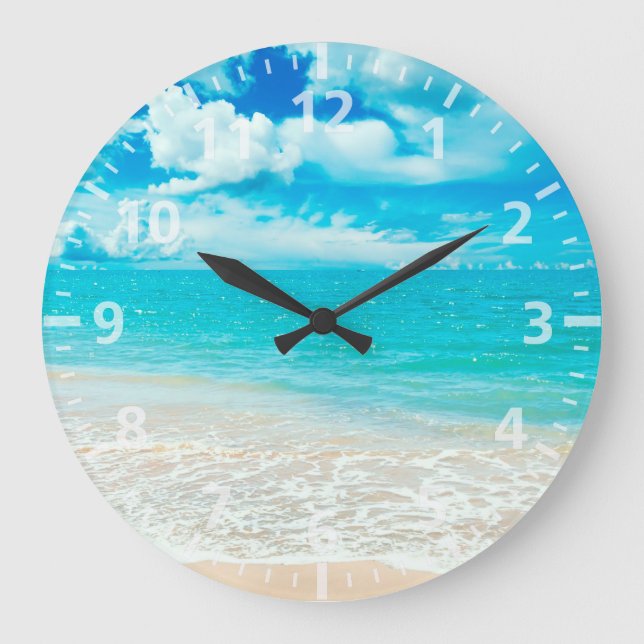 Beautiful Summer Beach Large Clock (Front)