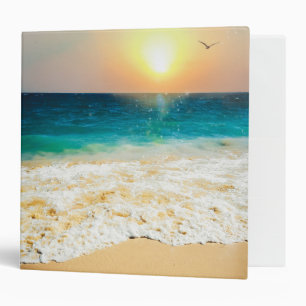 Beautiful Summer Beach Sunset Photo 3 Ring Binder
