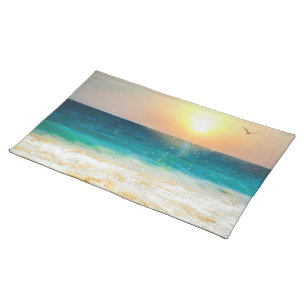 Beautiful Summer Beach Sunset Photo Cloth Placemat