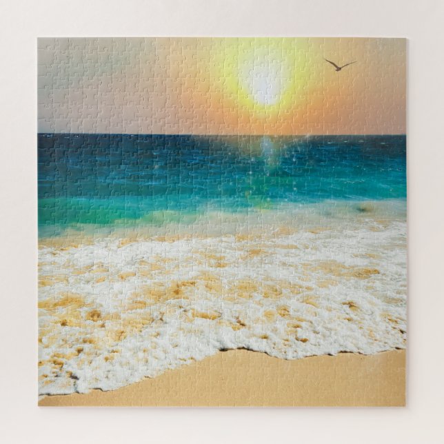 Beautiful Summer Beach Sunset Photo Jigsaw Puzzle (Vertical)