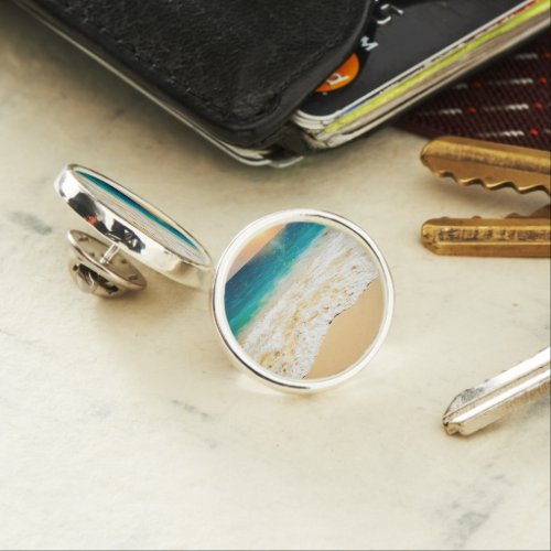 Beautiful Summer Beach Sunset Photo Lapel Pin