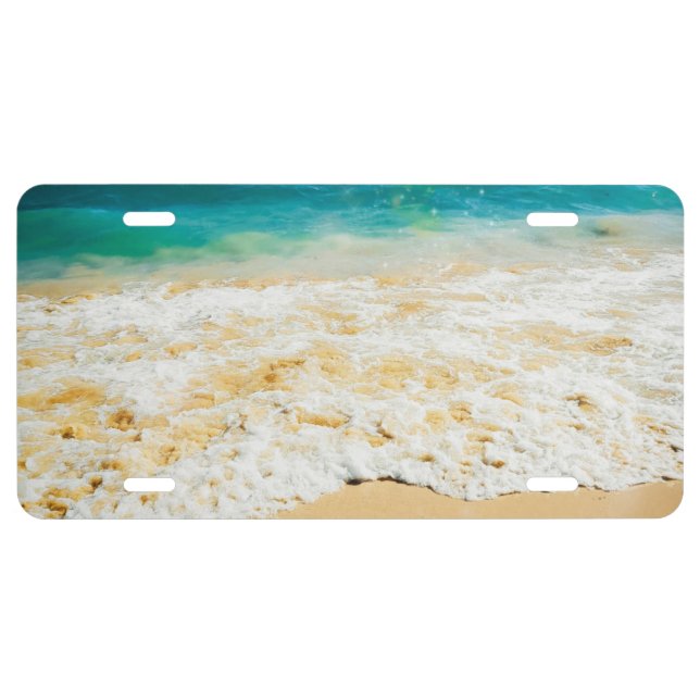 Beautiful Summer Beach Sunset Photo License Plate (Front)
