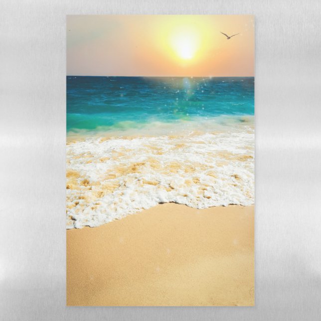 Beautiful Summer Beach Sunset Photo Magnetic Dry Erase Sheet (Vertical)