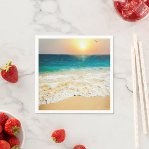 Beautiful Summer Beach Sunset Photo Napkins