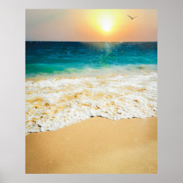 Beautiful Summer Beach Sunset Photo Poster