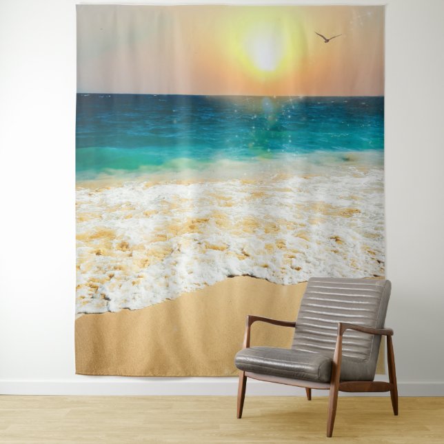 Beautiful Summer Beach Sunset Photo Tapestry (In Situ)