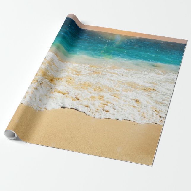 Beautiful Summer Beach Sunset Photo Wrapping Paper (Unrolled)