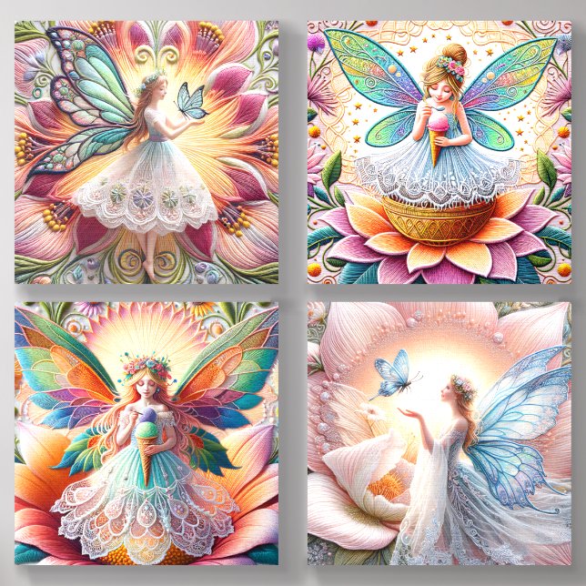 Beautiful Summer & Butterfly Fairies    Foam Core Photo Tile (Front Set)
