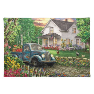 Beautiful Summer Cottage Fine Art Cloth Placemat
