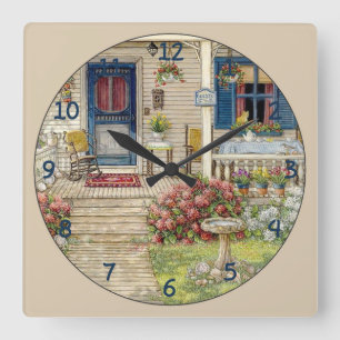 Beautiful Summer Cottage Square Wall Clock