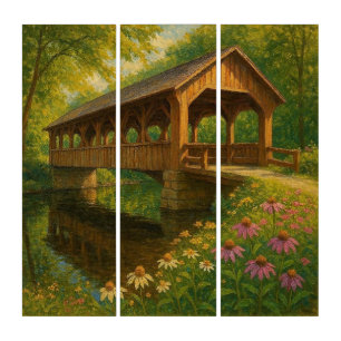 Beautiful summer covered bridge art