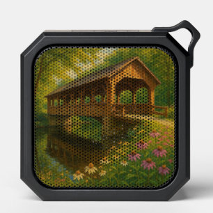 Beautiful summer covered bridge art bluetooth speaker