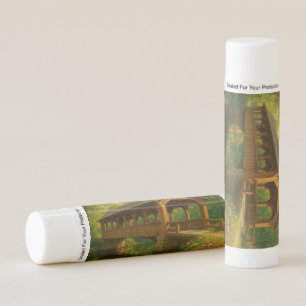 Beautiful summer covered bridge art lip balm