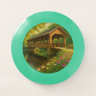Beautiful summer covered bridge art Wham-O frisbee