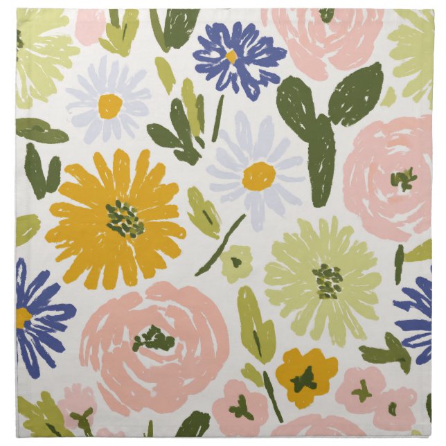 Beautiful Summer Flower Dinner Napkins (Front)