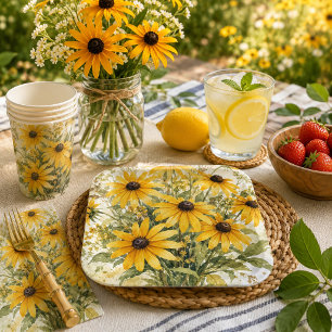 Beautiful Summer Garden Sunflowers Paper Plates