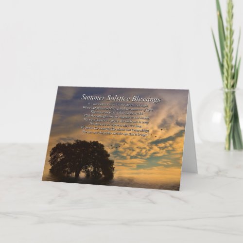 Beautiful Summer Solstice with Oak Tree and Poem Card