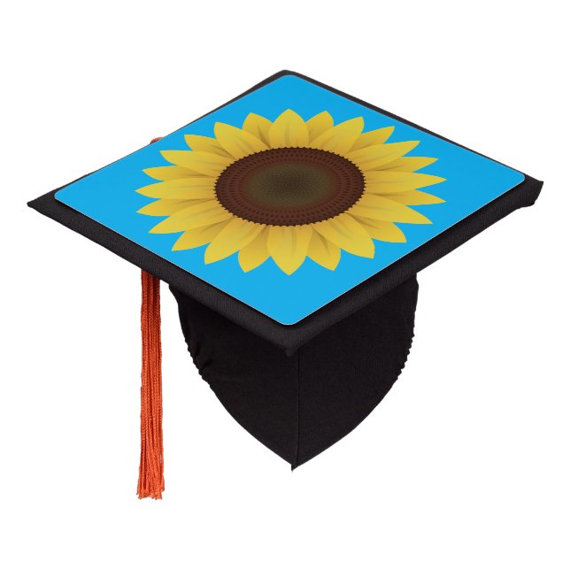 Beautiful Summer Sunflower Graduation Cap Topper (Angled)