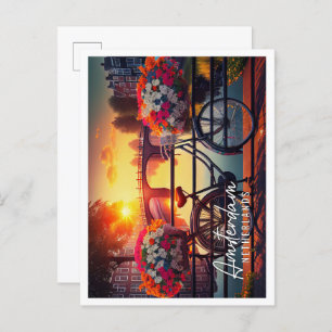 Beautiful summer sunrise Amsterdam Netherlands Postcard
