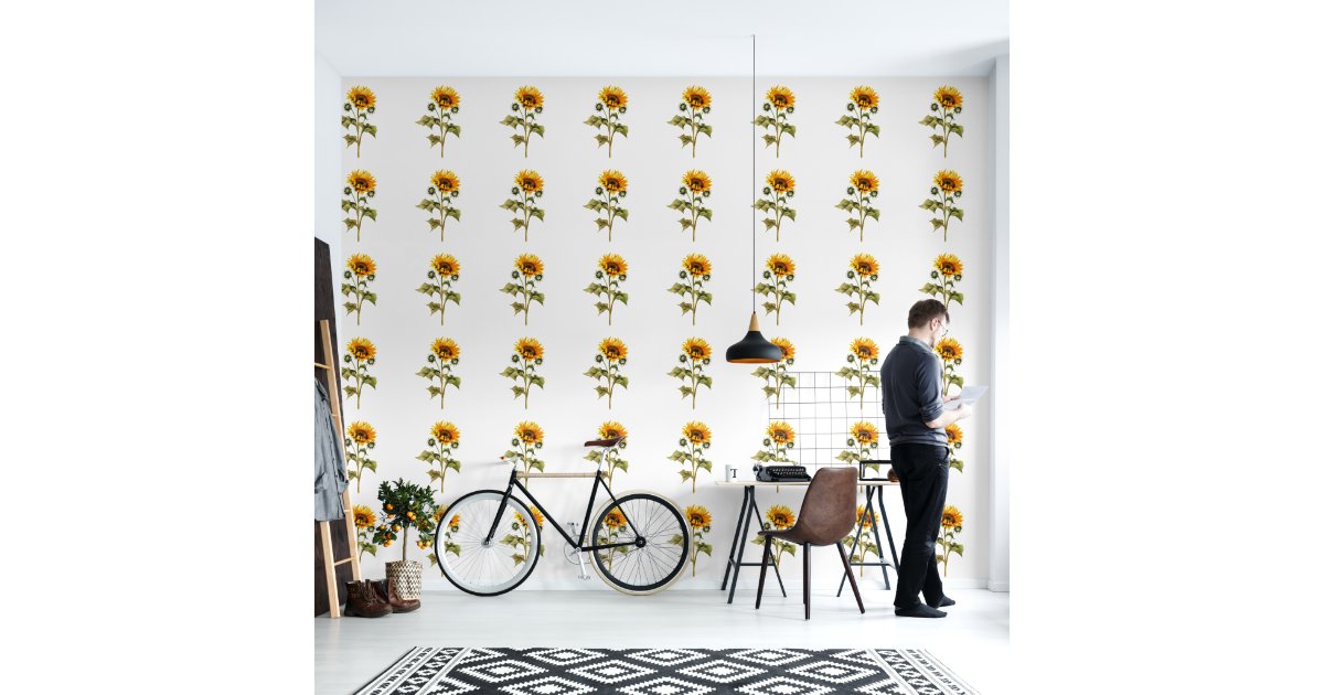 Beautiful Summer Yellow Sunflower Pattern Wallpaper | Zazzle