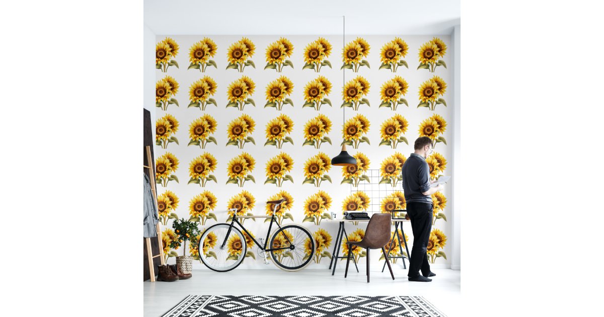 Beautiful Summer Yellow Sunflowers Pattern Wallpaper | Zazzle