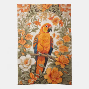 Beautiful Sun Conure William Morris Inspired Kitchen Towel
