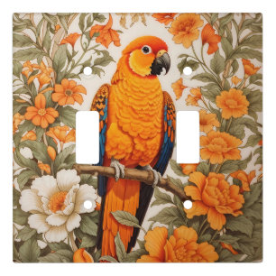 Beautiful Sun Conure William Morris Inspired Light Switch Cover
