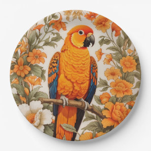 Beautiful Sun Conure William Morris Inspired Paper Plates