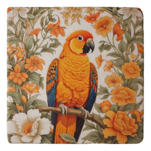 Beautiful Sun Conure William Morris Inspired Trivet