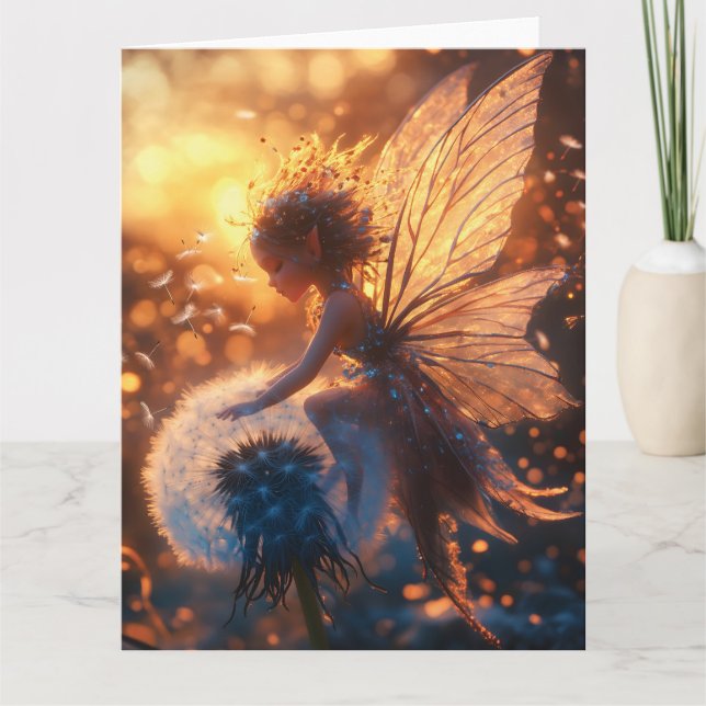 Beautiful Sun Fairy with Dandelion Card (Front)