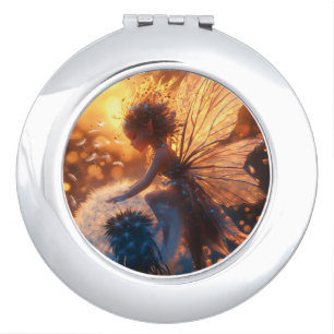 Beautiful Sun Fairy with Dandelion Compact Mirror