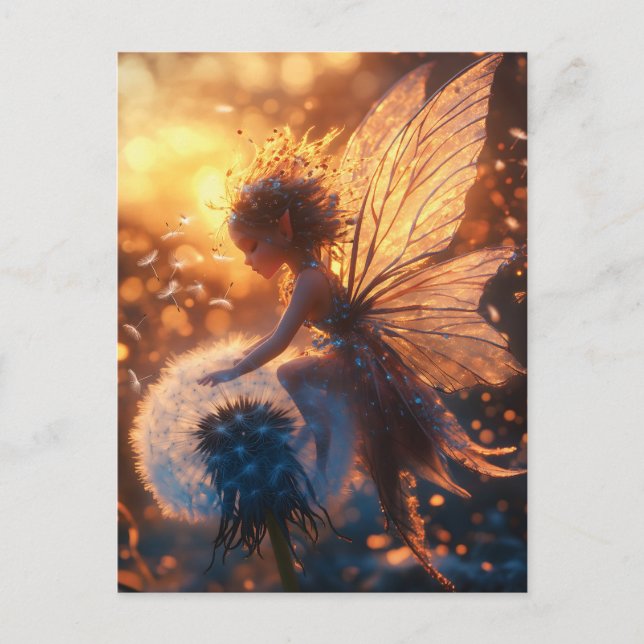 Beautiful Sun Fairy with Dandelion Postcard (Front)