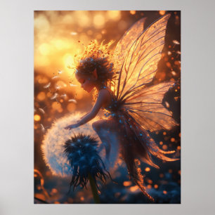 Beautiful Sun Fairy with Dandelion Poster
